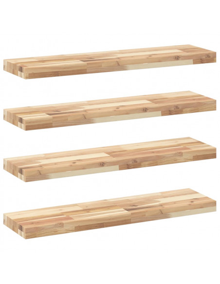 Mensole da Parete 4 pz 80x20x4 cm Legno Acacia Non Trattato