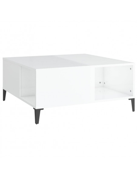 Tavolino Salotto Bianco Lucido 80x80x36,5 cm Legno Multistrato