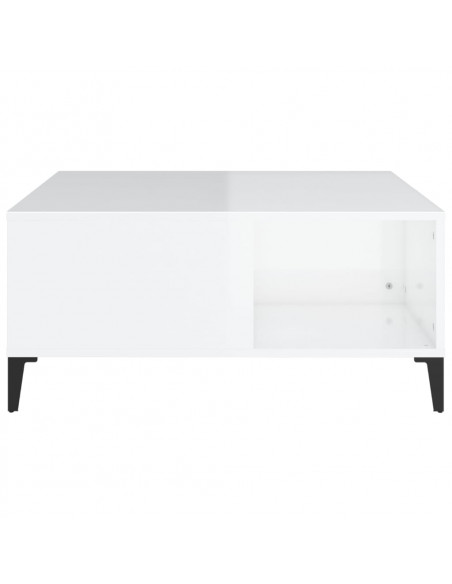 Tavolino Salotto Bianco Lucido 80x80x36,5 cm Legno Multistrato