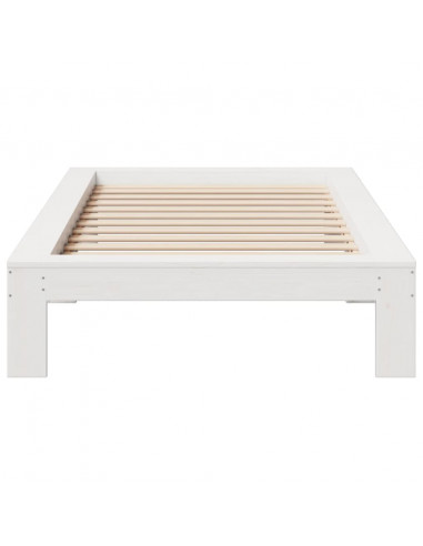 Letto senza Materasso Bianco 75x190 in Legno Massello di Pino