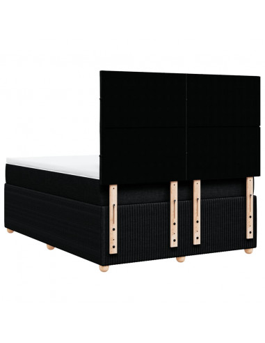 Giroletto a Molle con Materasso Nero 140x200 cm in Tessuto