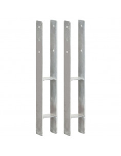 Picchetti per Recinzione 2 pz Argento 8x6x60 cm Acciaio Zincato 2