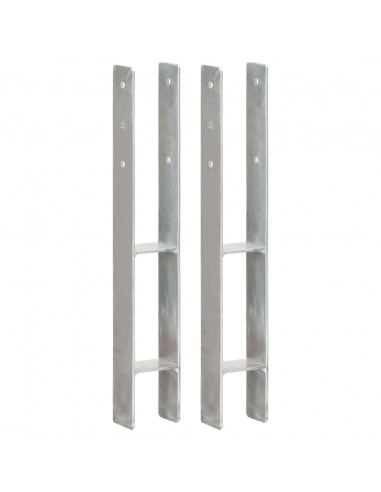 Picchetti per Recinzione 2 pz Argento 8x6x60 cm Acciaio Zincato