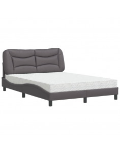 Letto con Materasso Grigio 120x200 cm in Similpelle 2
