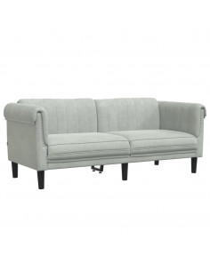 Divano a 2 Posti Grigio Chiaro in Velluto 2