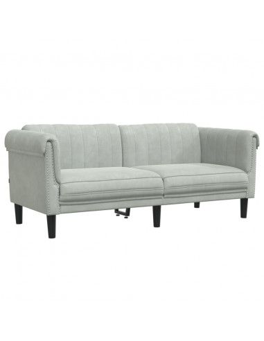 Divano a 2 Posti Grigio Chiaro in Velluto