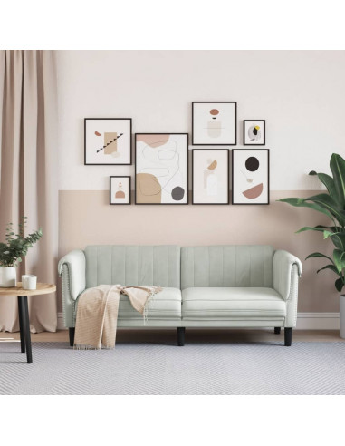 Divano a 2 Posti Grigio Chiaro in Velluto