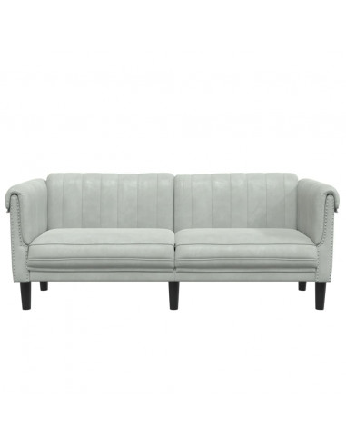 Divano a 2 Posti Grigio Chiaro in Velluto