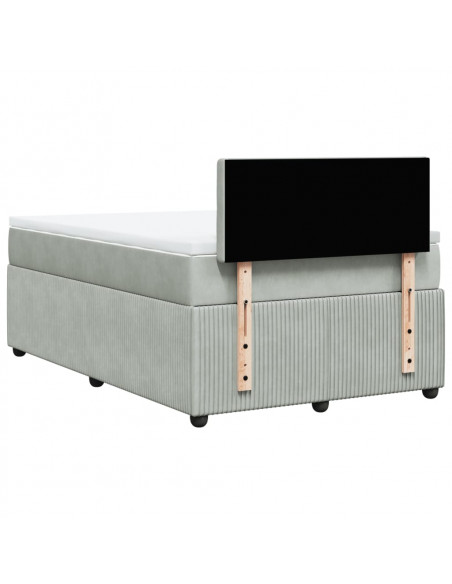 Giroletto a Molle con Materasso Grigio Chiaro 120x200cm Velluto