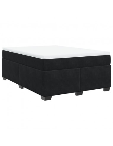 Giroletto a Molle con Materasso Nero 140x200 cm in Velluto