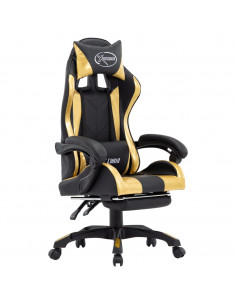 Sedia da Gaming con Poggiapiedi Oro e Nera in Similpelle 2