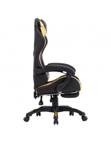 Sedia da Gaming con Poggiapiedi Oro e Nera in Similpelle
