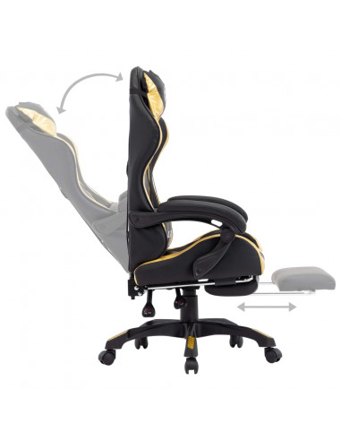 Sedia da Gaming con Poggiapiedi Oro e Nera in Similpelle
