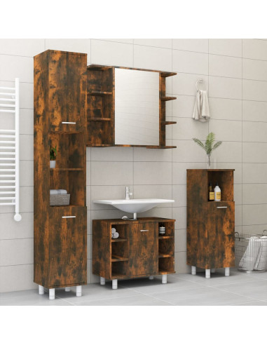 Mobile Bagno Specchio Rovere Fumo 80x20,5x64 Legno Multistrato
