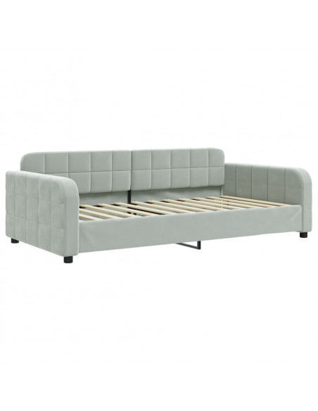 Letto da Giorno Grigio Chiaro 100x200 cm in Velluto