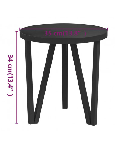 Tavolino Nero Ø35 cm in MDF