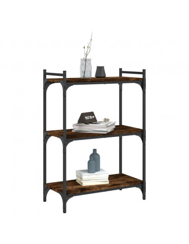 Libreria a 3 Ripiani Rovere Fumo 60x30x86 cm Legno Multistrato