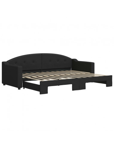 Divano Letto con Letto Estraibile Nero 80x200 Tessuto