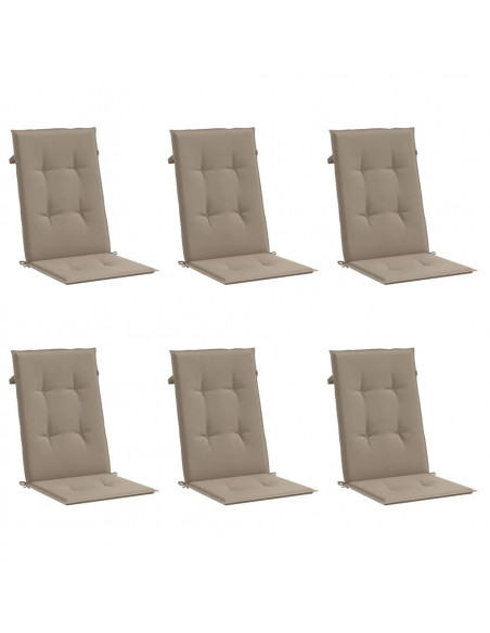 Cuscini per Sedie Alte 6 pz Tortora 120x50x3 cm in Tessuto