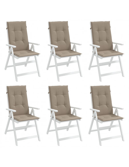 Cuscini per Sedie Alte 6 pz Tortora 120x50x3 cm in Tessuto