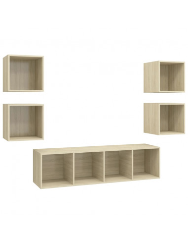 Set Porta TV 5 pz Rovere Sonoma in Truciolato