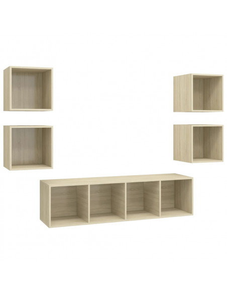 Set Porta TV 5 pz Rovere Sonoma in Truciolato