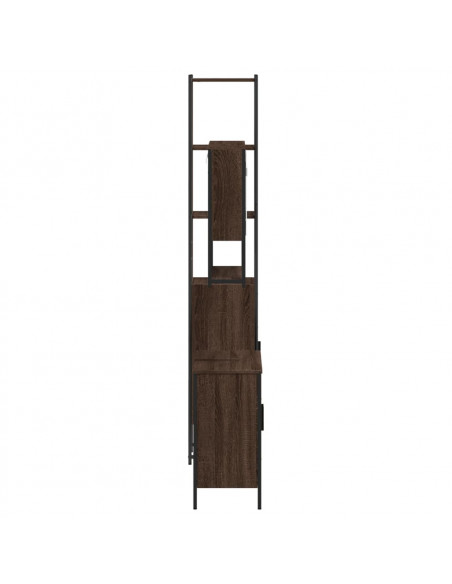 Set Mobili da Bagno 3 pz Rovere Marrone in Legno Multistrato
