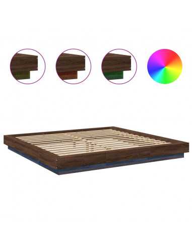 Giroletto Luci LED Rovere Marrone 200x200 cm Legno Multistrato