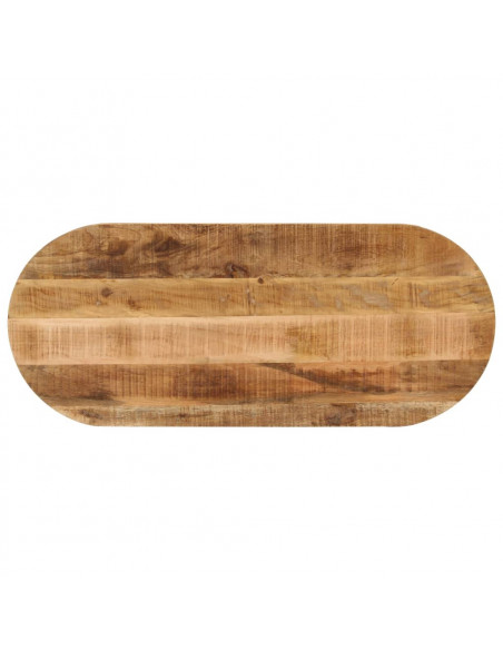 Piano Tavolo 110x50x2,5 cm Ovale Legno Massello Grezzo di Mango