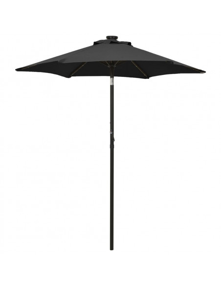 Ombrellone con LED Nero 200x211 cm in Alluminio