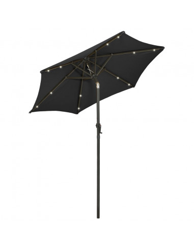 Ombrellone con LED Nero 200x211 cm in Alluminio