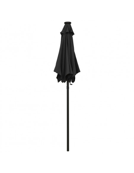 Ombrellone con LED Nero 200x211 cm in Alluminio