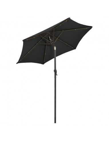 Ombrellone con LED Nero 200x211 cm in Alluminio