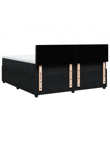 Giroletto a Molle con Materasso Nero 180x200 cm in Velluto