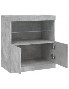 Credenza con Luci LED Grigio Cemento 60,5x37x67 cm 2