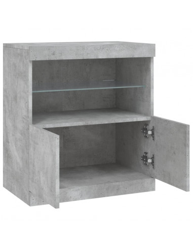 Credenza con Luci LED Grigio Cemento 60,5x37x67 cm