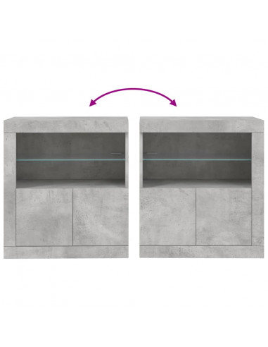 Credenza con Luci LED Grigio Cemento 60,5x37x67 cm