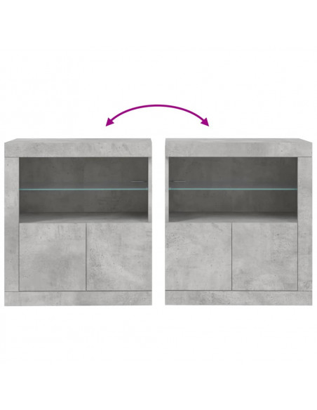 Credenza con Luci LED Grigio Cemento 60,5x37x67 cm