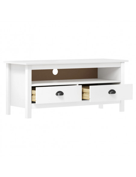 Mobile Porta TV Hill Bianco 110x40x47 cm in Legno di Pino