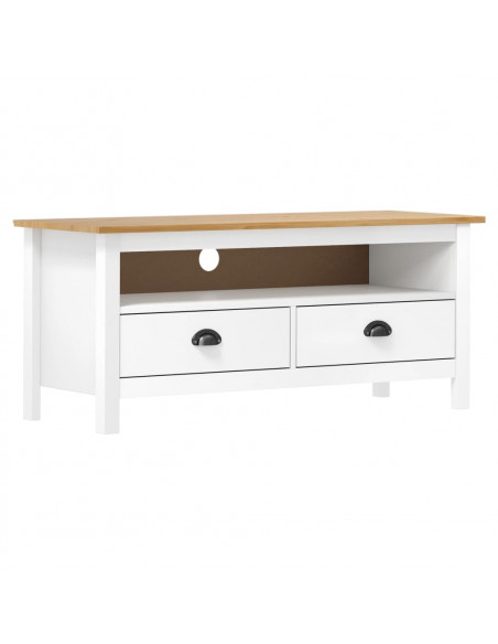Mobile Porta TV Hill Bianco 110x40x47 cm in Legno di Pino