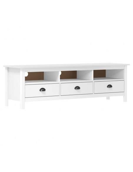 Mobile Porta TV Hill Bianco 158x40x47 cm in Legno di Pino