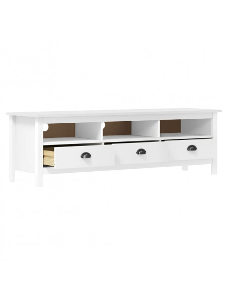Mobile Porta TV Hill Bianco 158x40x47 cm in Legno di Pino