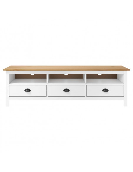 Mobile Porta TV Hill Bianco 158x40x47 cm in Legno di Pino