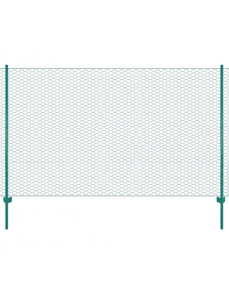Rete per Recinzione con Pali in Acciaio 25x1,5 m Verde