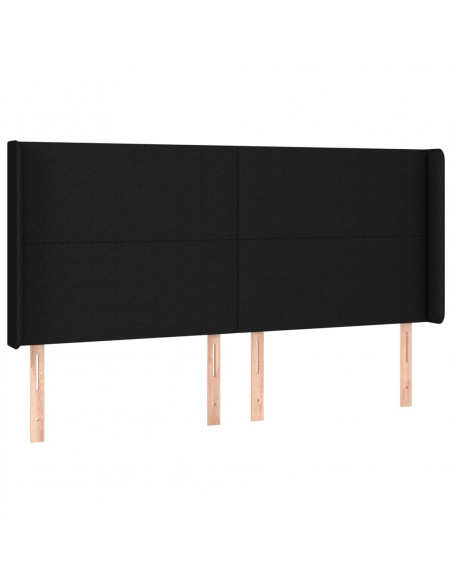 Testiera a LED Nera 163x16x118/128 cm in Tessuto