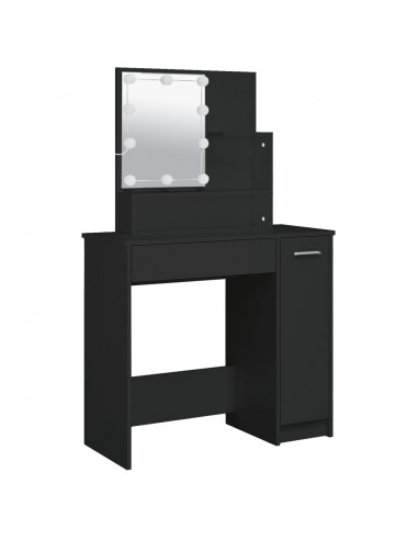 Toeletta con LED Nero 86,5x35x136 cm