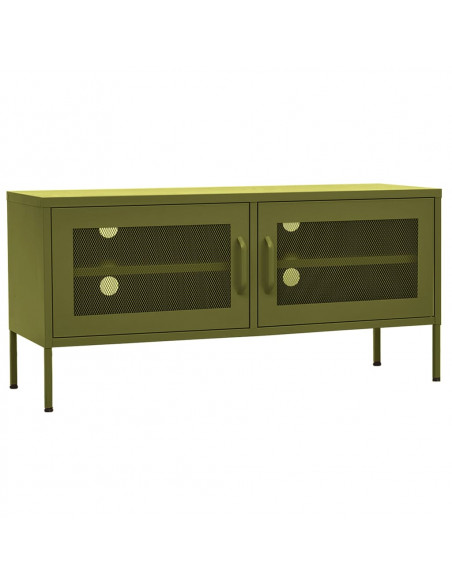 Mobile TV Verde Oliva 105x35x50 cm in Acciaio