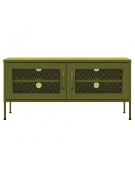 Mobile TV Verde Oliva 105x35x50 cm in Acciaio