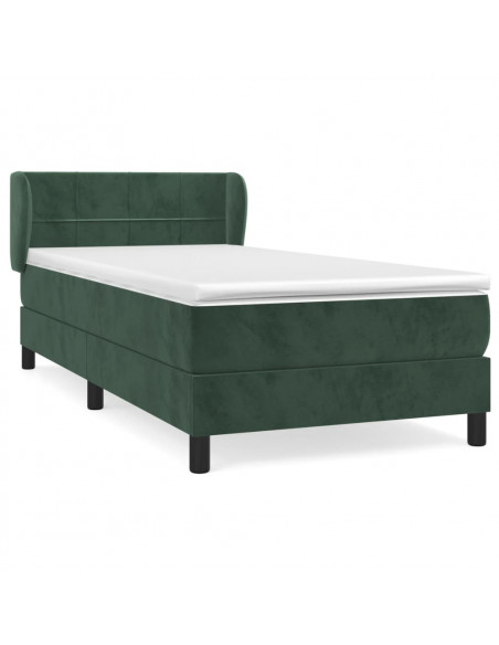 Giroletto a Molle con Materasso Verde Scuro 90x200 cm Velluto