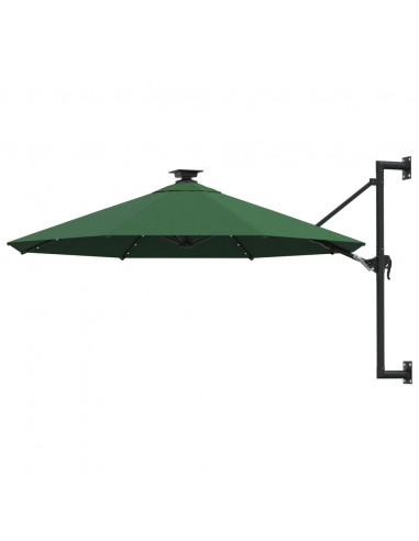 Ombrellone a Muro con LED e Palo in Metallo 300 cm Verde
